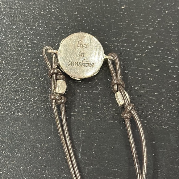 Fossil Leather Bracelet with Metal Flower Charm and Button Close - Picture 5 of 7